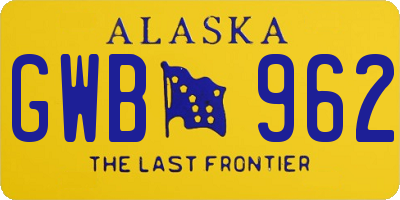 AK license plate GWB962