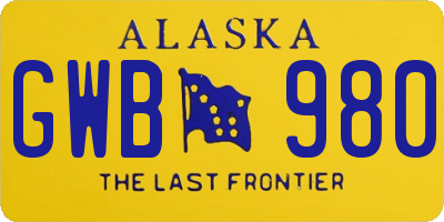 AK license plate GWB980