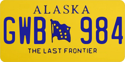 AK license plate GWB984