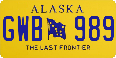 AK license plate GWB989