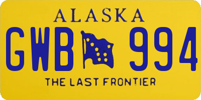 AK license plate GWB994