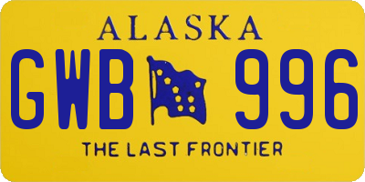 AK license plate GWB996