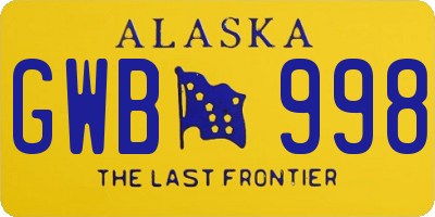 AK license plate GWB998