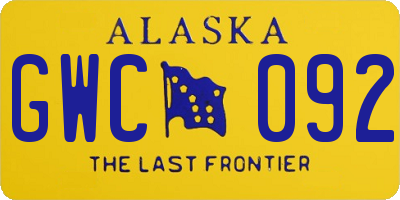 AK license plate GWC092