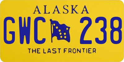 AK license plate GWC238