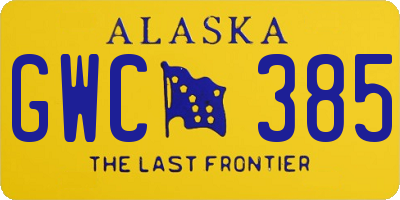 AK license plate GWC385