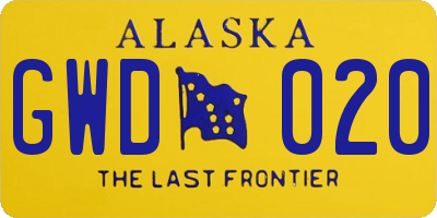 AK license plate GWD020