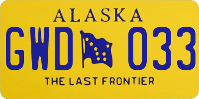 AK license plate GWD033