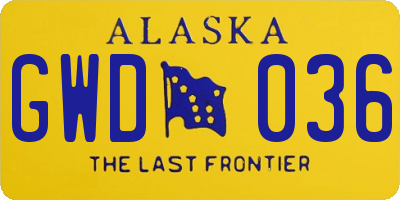 AK license plate GWD036