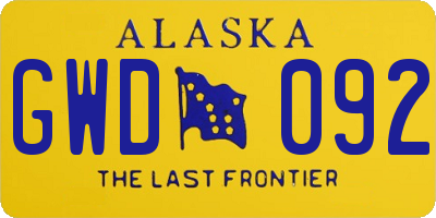 AK license plate GWD092