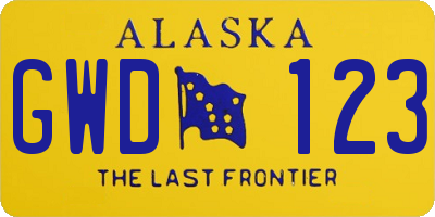 AK license plate GWD123