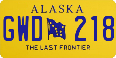 AK license plate GWD218