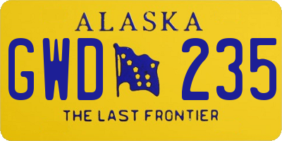 AK license plate GWD235