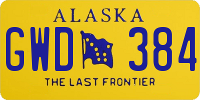 AK license plate GWD384