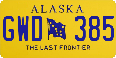 AK license plate GWD385