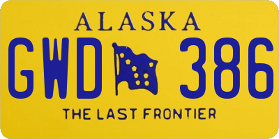 AK license plate GWD386