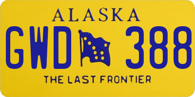 AK license plate GWD388