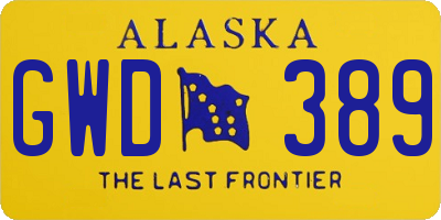 AK license plate GWD389