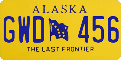 AK license plate GWD456