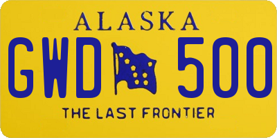 AK license plate GWD500