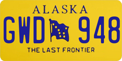 AK license plate GWD948