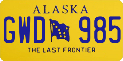 AK license plate GWD985