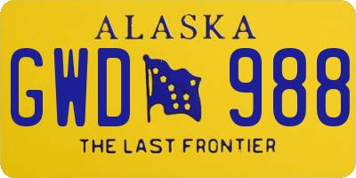 AK license plate GWD988