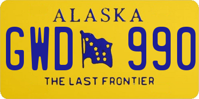 AK license plate GWD990