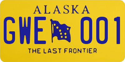 AK license plate GWE001