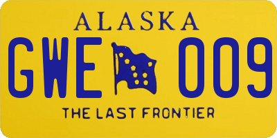 AK license plate GWE009