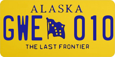 AK license plate GWE010