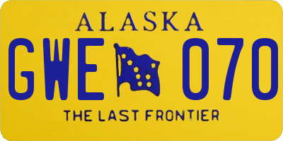 AK license plate GWE070
