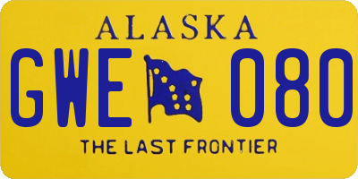 AK license plate GWE080
