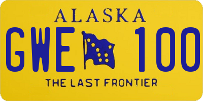 AK license plate GWE100