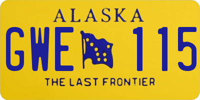 AK license plate GWE115