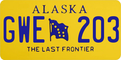 AK license plate GWE203