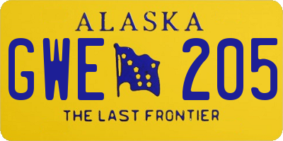 AK license plate GWE205
