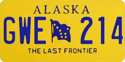 AK license plate GWE214