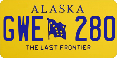 AK license plate GWE280