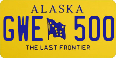 AK license plate GWE500