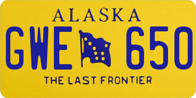 AK license plate GWE650