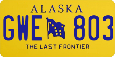 AK license plate GWE803