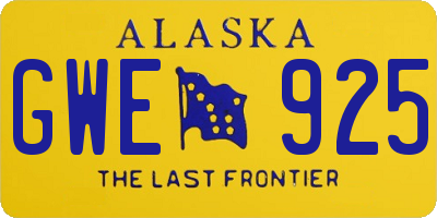 AK license plate GWE925