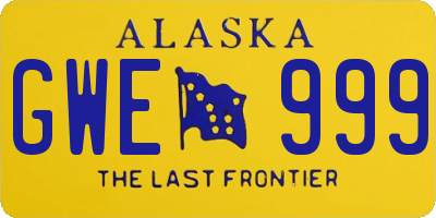 AK license plate GWE999