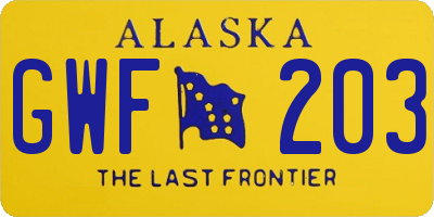 AK license plate GWF203