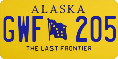 AK license plate GWF205