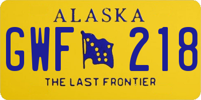 AK license plate GWF218