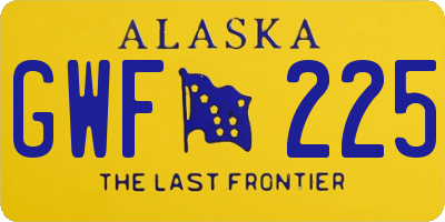 AK license plate GWF225