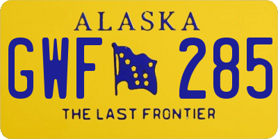 AK license plate GWF285