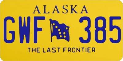 AK license plate GWF385